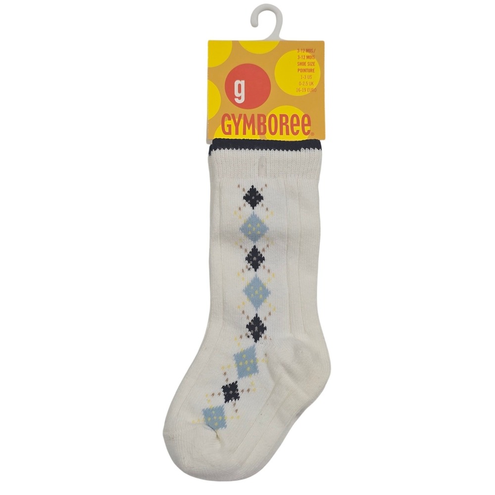 Gymboree Baby Boys White Argyle Socks Navy Blue Light Blue 3-12 Easter 2004 VTG